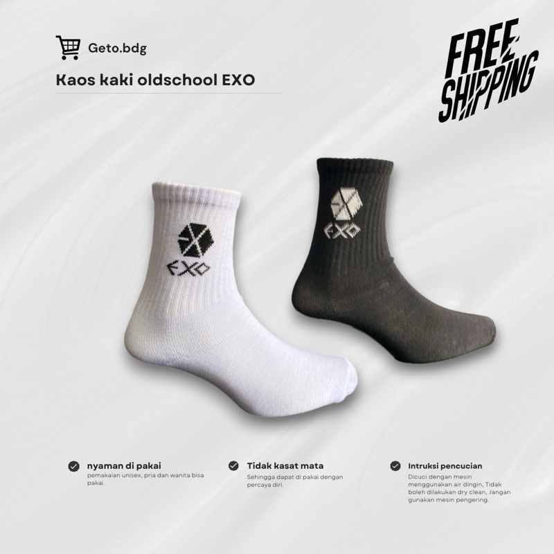 Kaos Kaki Oldschool Skate Motif EXO Panjang Sebetis Dewasa Casual K-pop [COD]