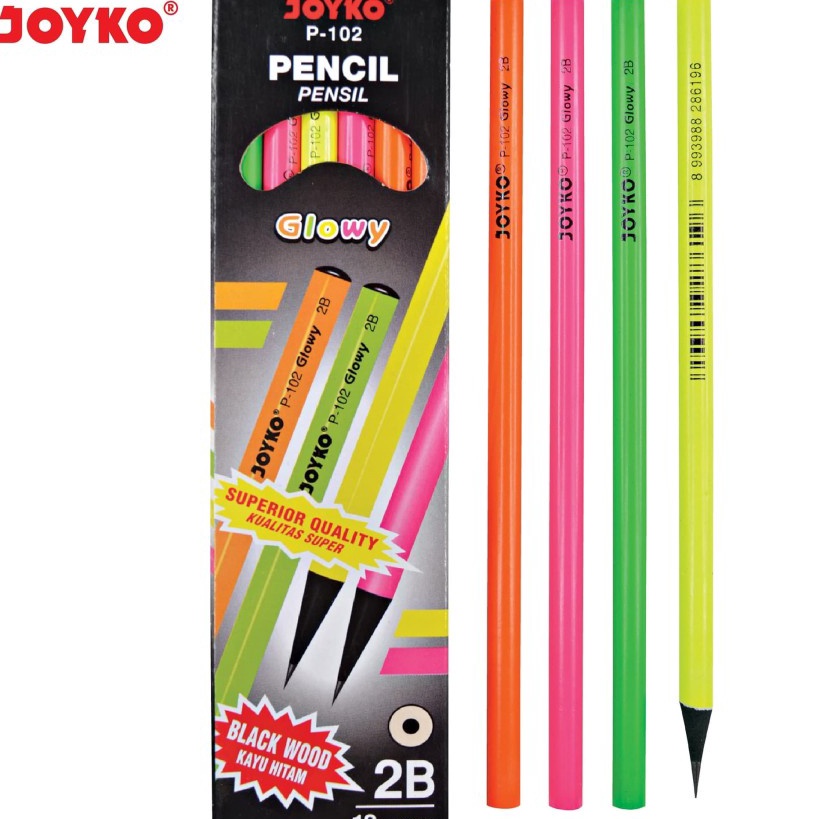 

2 IN 1 Pencil Pensil P12 2B Glowy 1 Pack 12 Pcs