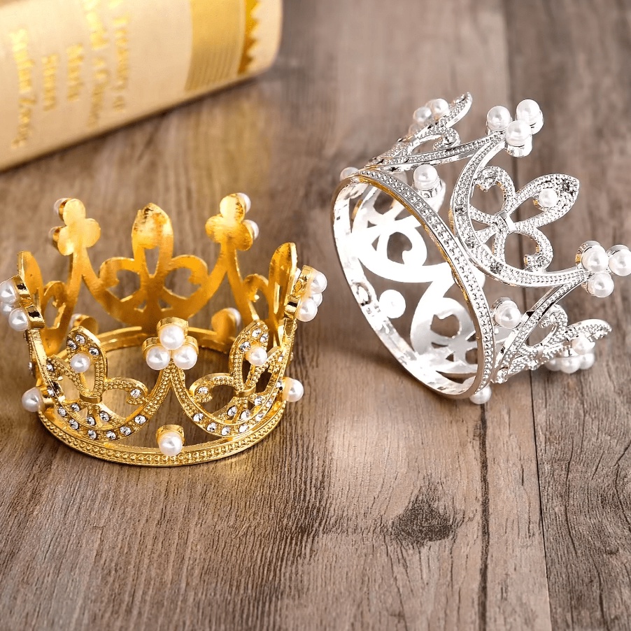 GROSIRAN MURAH Topper Kue Mahkota Mutiara Mini  Cake Topper Crown  Hiasan Kue Mahkota  Dekorasi Kue 