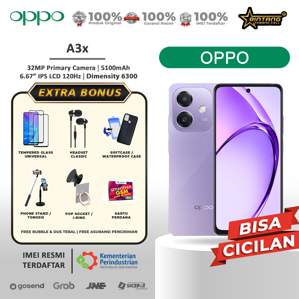 Oppo a3x ram 6/128gb-4/128Gb-4/64gb A6x ram 8/128gb garansi resmi