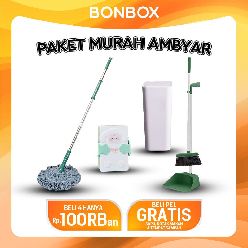 

BONBOX PAKET MURAH ! Alat Pel Lantai Putar Otomatis Magic Twist Mop Alat Pel Lantai Peras Otomatis Dengan Sapu Serbaguna dan Tempat sampah Aesthetic serta Lunch Box BCT3903 BCT3305 BCT3707 BFS3301