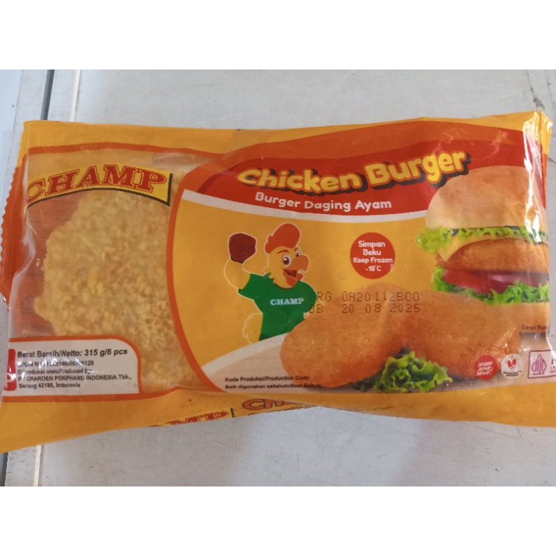 

Champ chiken burger ayam isi6pcs 315gr