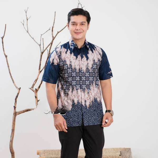 Nazilla Batik Pria Kemeja Batik Pria Lengan Pendek Warna Biru Motif Terbaru Baju Batik Pria Lengan P