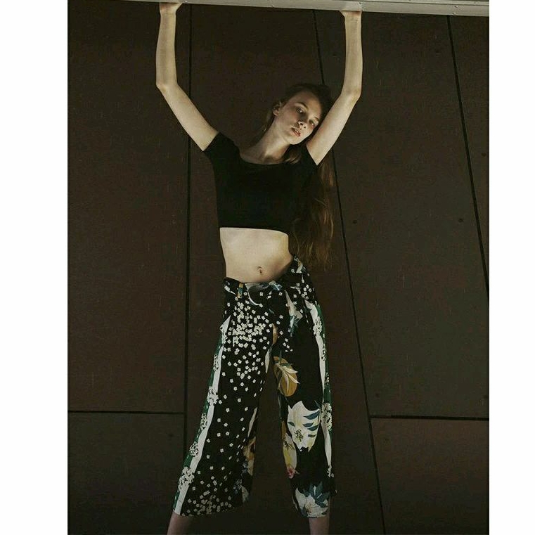 zara trafaluc trousers pants celana kulot motif wanita perempuan ikat tali original asli