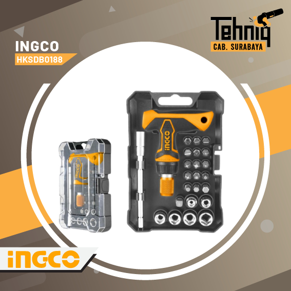Ingco HKSDB0188 Obeng Kunci Pas T Set 24pcs Bits