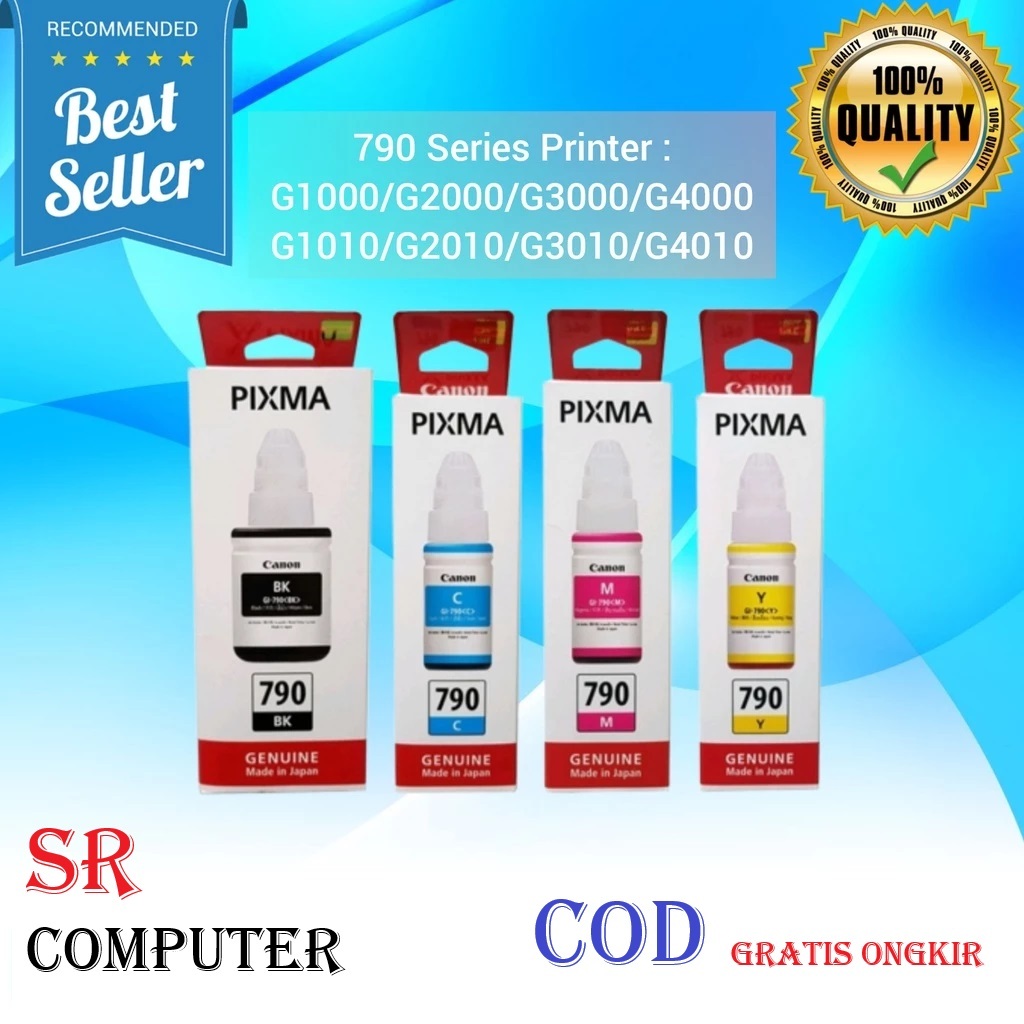 Paket 1 Set Tinta Canon 790 premium Untuk Printer canon G1000 G1010 G2010 G3010 G4010