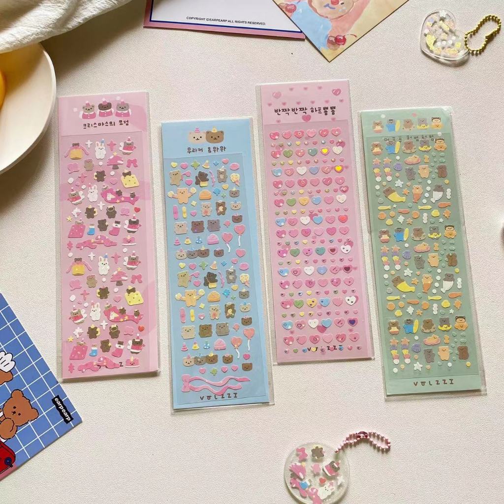 

Eghrerr Stiker Laser Beruang Lucu Stiker Hewan Kartun Korea Dekorasi Kartu Album