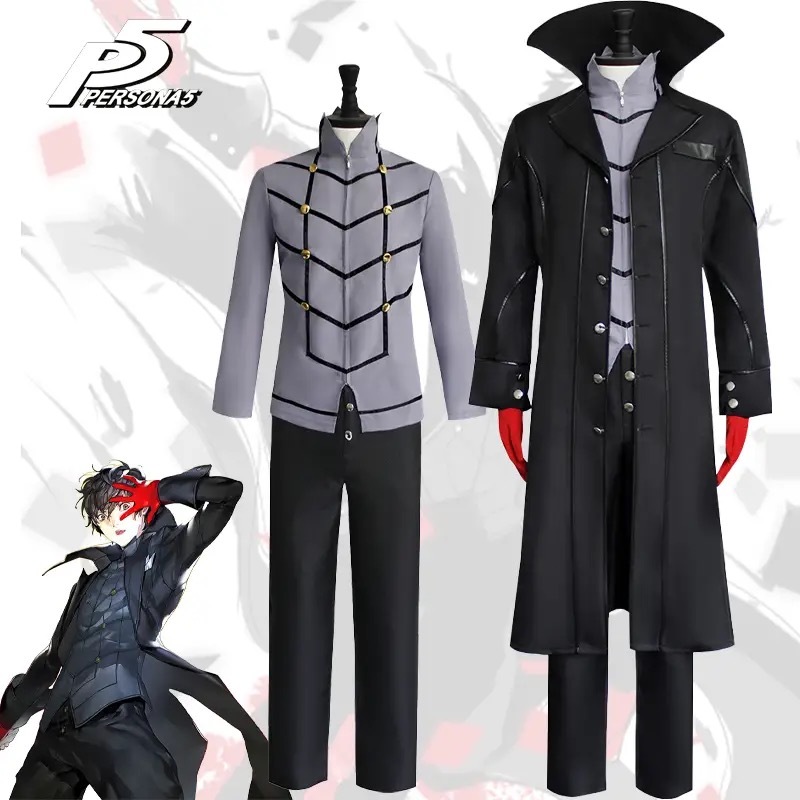 Persona 5 Amamiya Ren Cosplay Costume Black Jackets Uniform Full Set Suit Halloween Carnival Party R