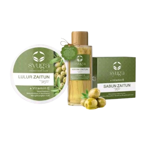(Paket Hemat) Syuga Sabun + Lulur Syuga + Minyak Zaitun Syuga 150ML