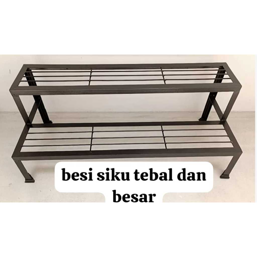 besi siku tebal dan kuat/rak bunga 2 tingkat/tangga 2 tingkat/rak pot tanaman/rak bunga besi/standin