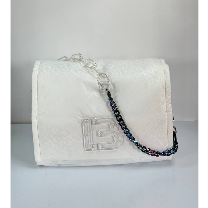 Tas Branded Wanita BIMBA Y LOLA Extra Large Flap Crossbody White Nylon Original Slingbag Selempang N