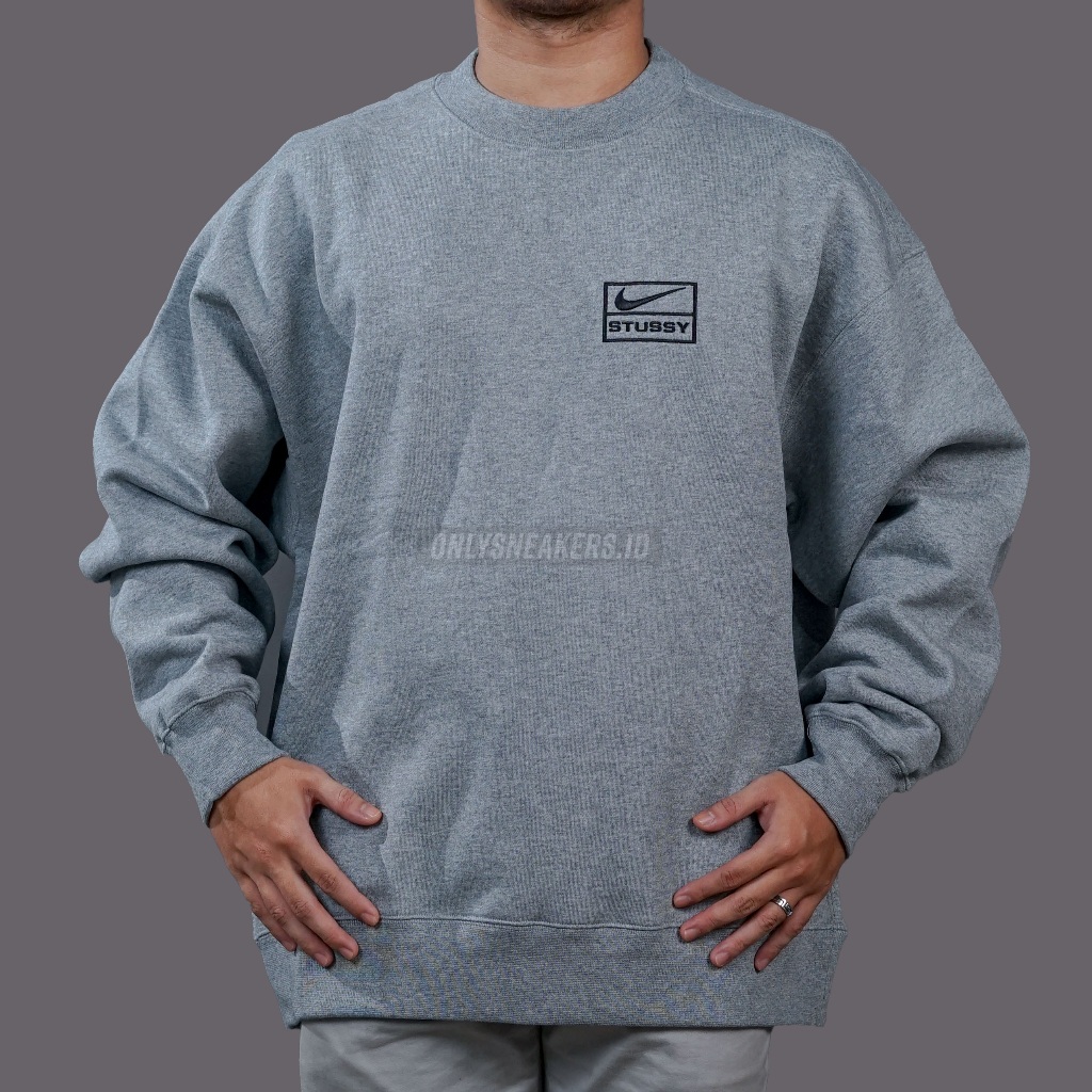 NIKE X STUSSY WASH DARK GREY FLEECE CREWNECK