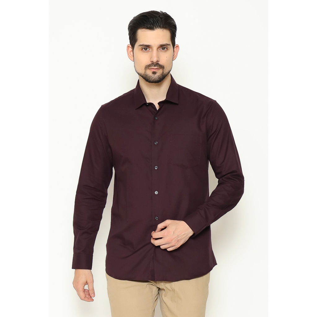 MAGINOT Kemeja Pria Basic Panjang DARK PURPLE