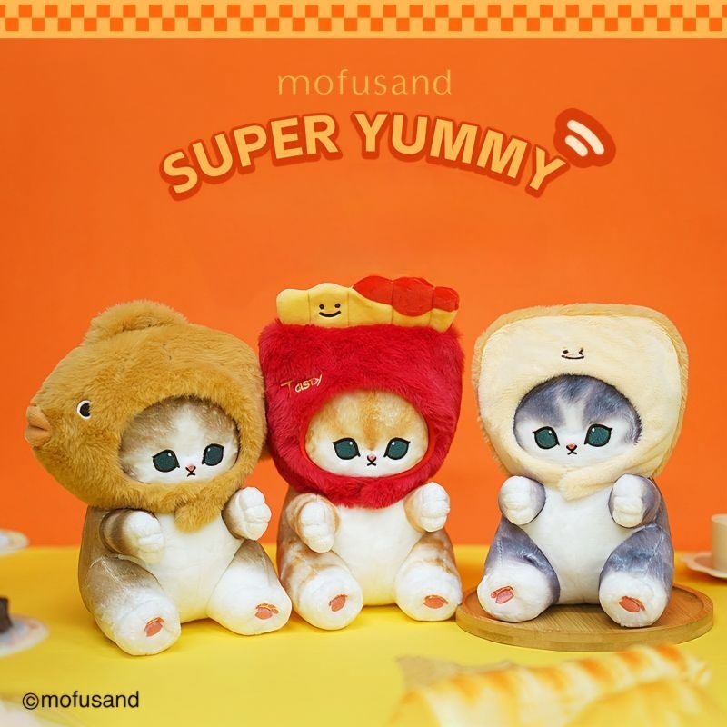 Boneka Mofusand Mini Kecil ukuran 20cm atau 8 Inci - Super Yummy Kucing Lucu dalam Kostum Taiyaki Sl