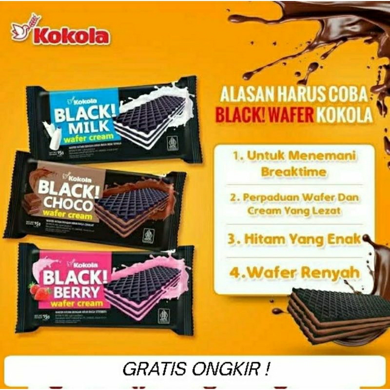 

[ 1 DUS ] Kokola Black Wafer cream 110pcs