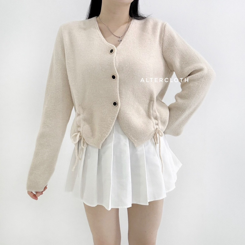 vii Alter.Cloth - EUNA CARDI Atasan Wanita Lengan Panjang Longsleeve Kardigan Korea Motif Polos