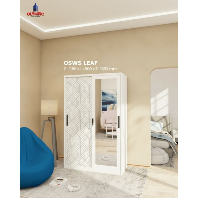 Lemari baju pakaian besi sliding 120 Olympic - Bandung saja