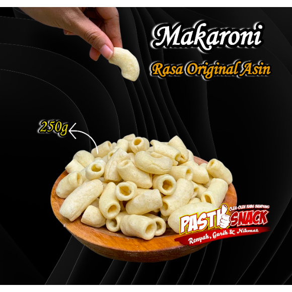 

CEMILAN MAKARONI BESAR ORIGINAL ASIN 250GR SNACK MURAH PASTI MURAH!