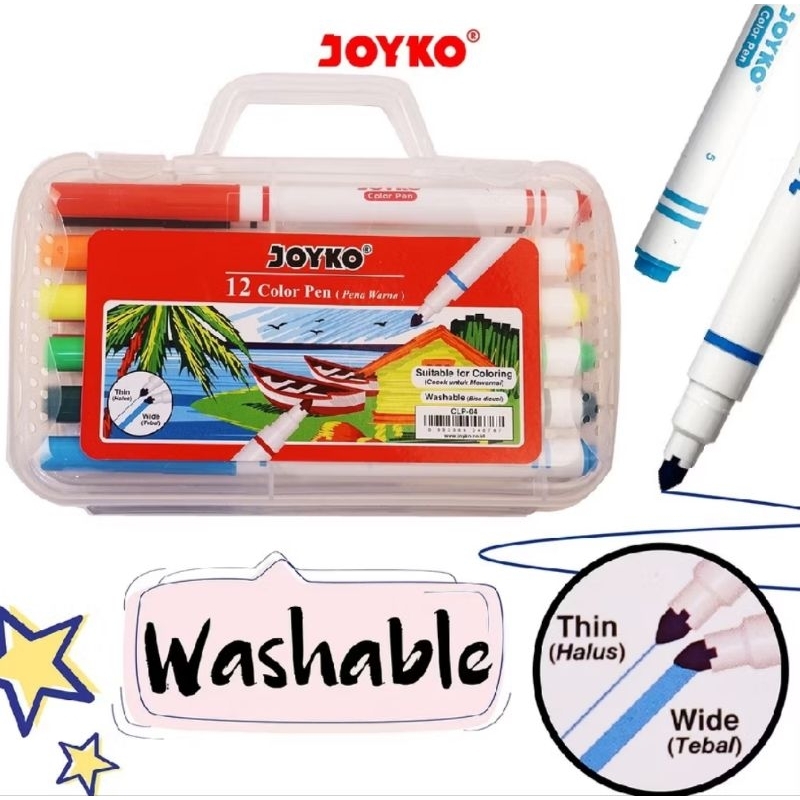 

Joyko Color Pen CLP-04 (12 Warna) - Spidol Mewarnai