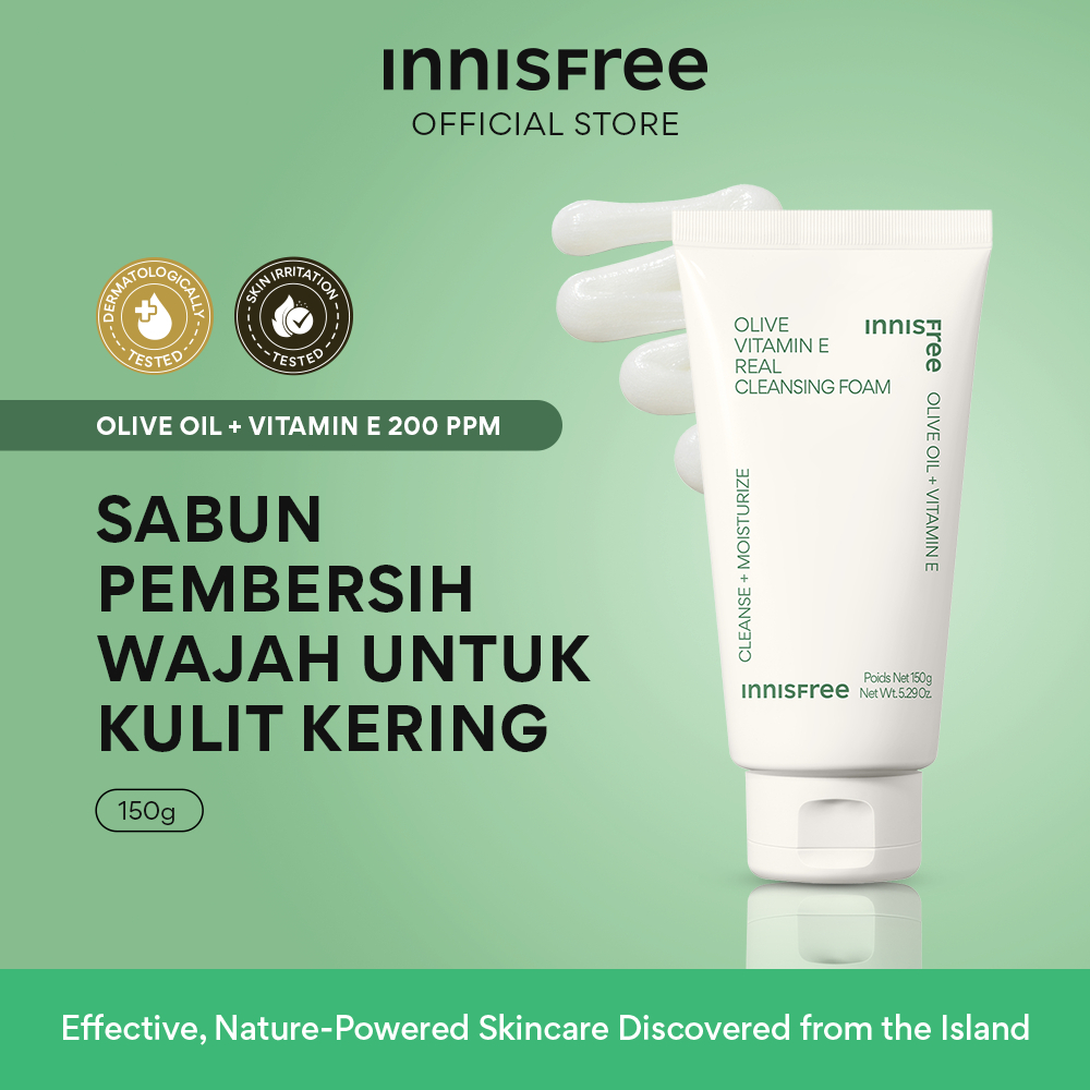 [innisfree] Olive Vitamin E Real Cleansing Foam 150gr / Pembersih wajah untuk kulit kering