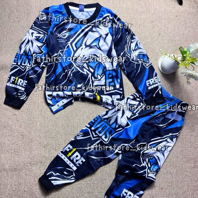 LENGAN PANJANG FULL PRINTING BAJU ANAK LAKI-LAKI EVOS FF MOBILE GAMING TERBARU