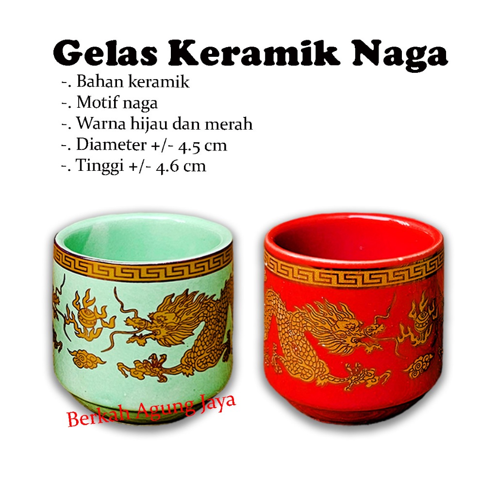 Gelas Sembahyang Keramik / Cangkir Keramik Motif Naga