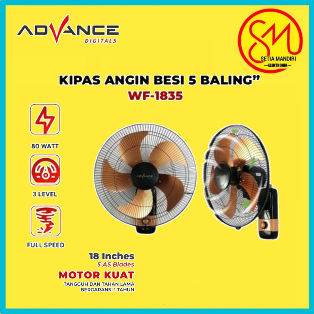 Advance WF1835 Kipas Angin Dinding Besi Wall Fan Ukuran Besar 18 inch Garansi resmi