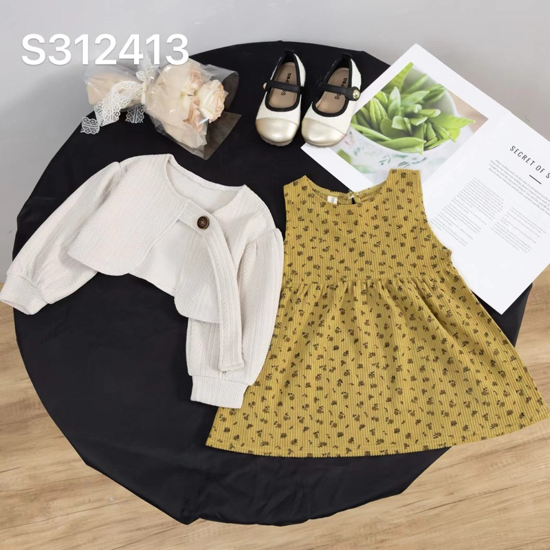 INESRA - (ROMPI TERPISAH) GAUN DRES BKK + BLEZER 2in1 ANAK PEREMPUAN IMPORT-DRES USIA 3 BULAN-4