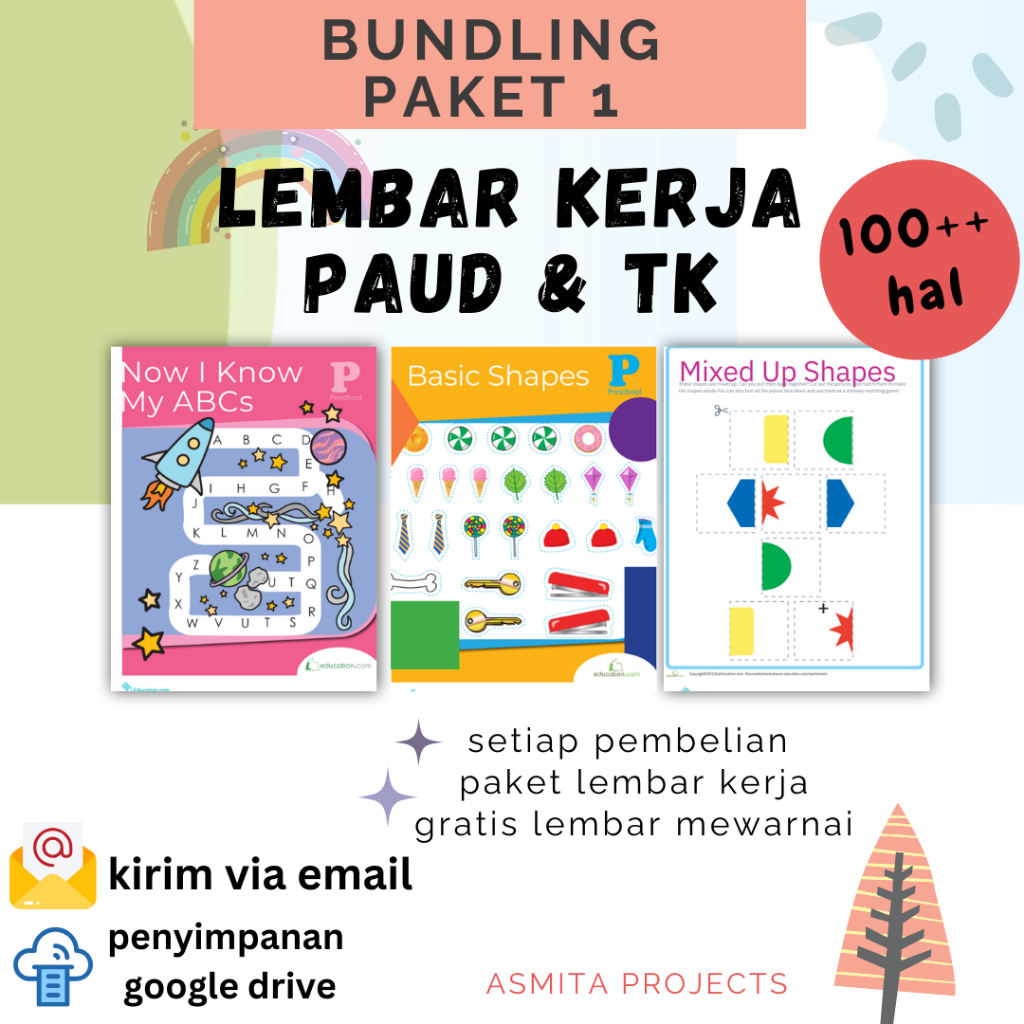 [TERMURAH] Worksheet Anak PAUD dan TK - 100 Lembar ++ LENGKAP