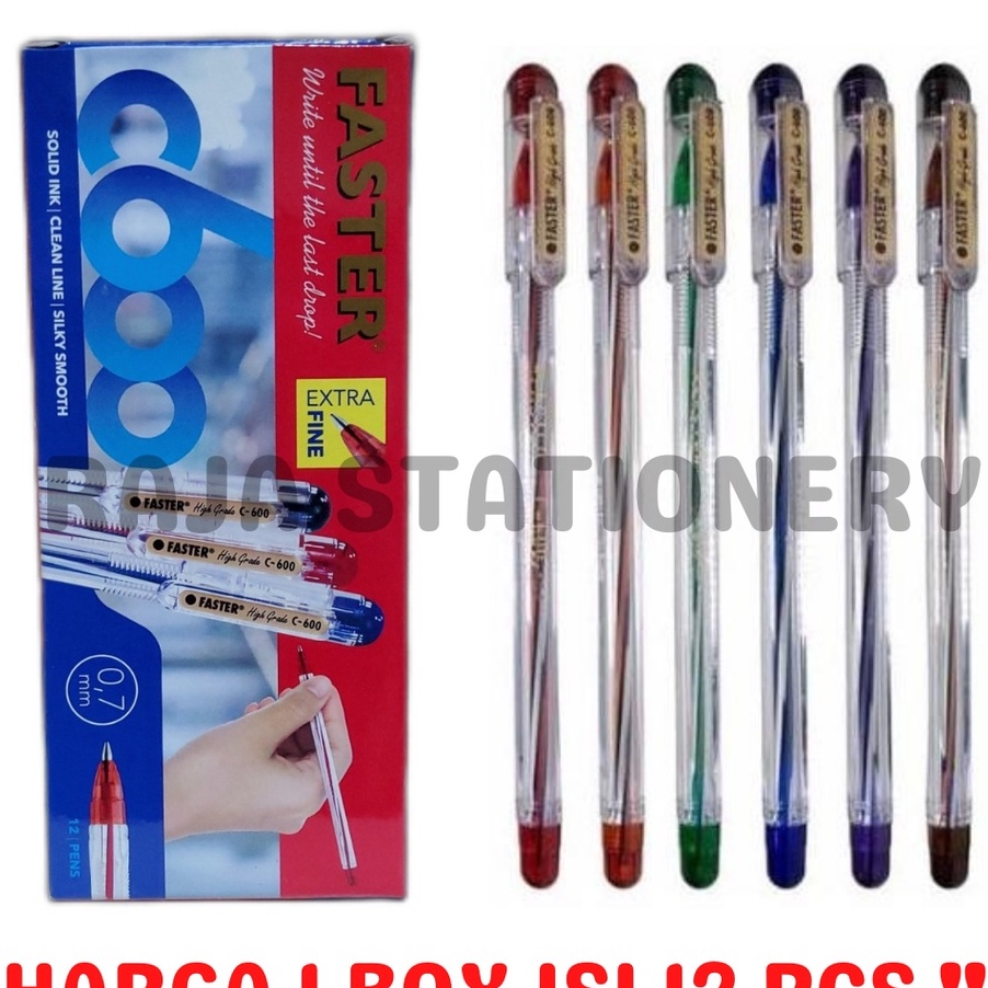 LIMIT PEN FASTER C6 BALL PEN FASTER 7 PULPEN PEN HITAM BIRU BLACK BLUE C6 BOLPOIN LUSIN 12PCS