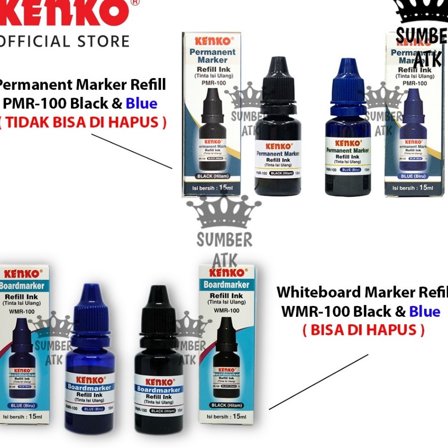 

PESTA DISKON KENKO WHITEBOARD INK REFILL REFILL TINTA SPIDOL PAPAN TULIS WMR1 PERMANEN PMR1 Hitam Biru