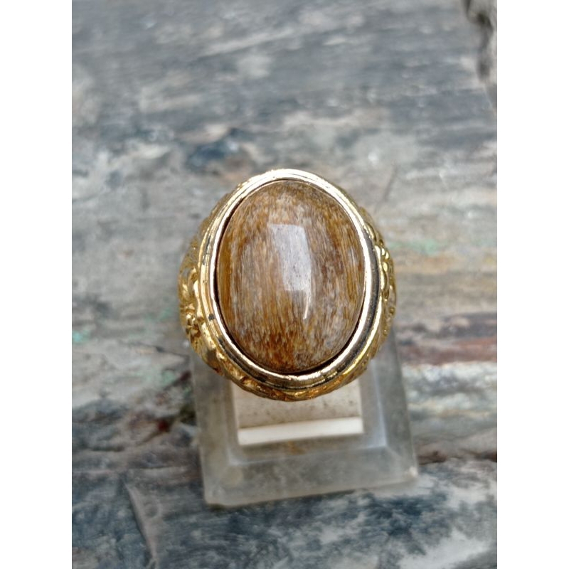 Cincin batu natural fosil kayu cendana NTT 18 x 13 x 5 bukan galih kelor jati bacan atau pirus