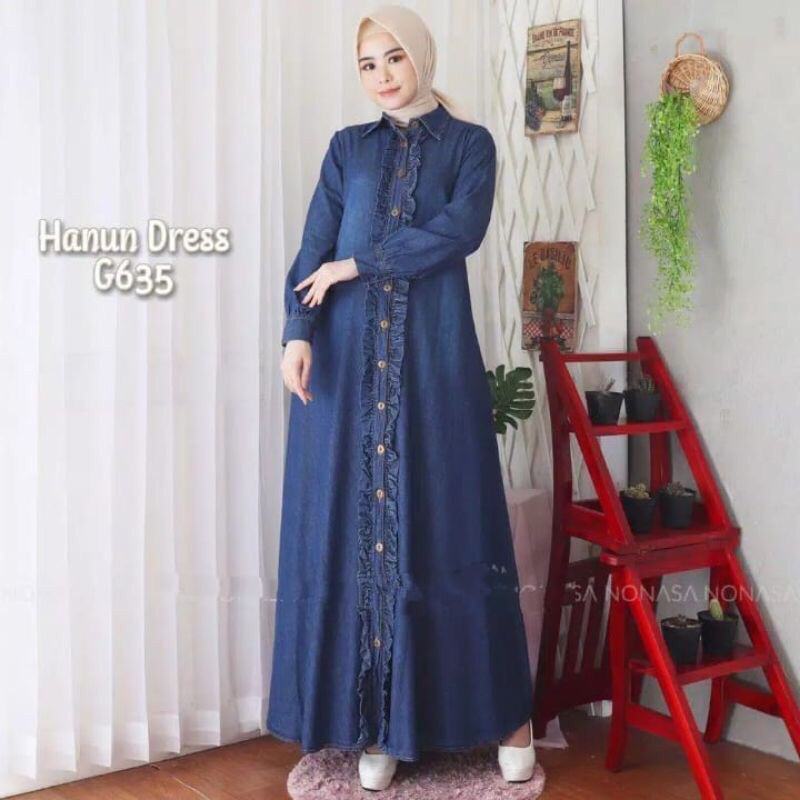 Dress Maksi Jeans Kekinian // Gamis Wanita Denim Trendy