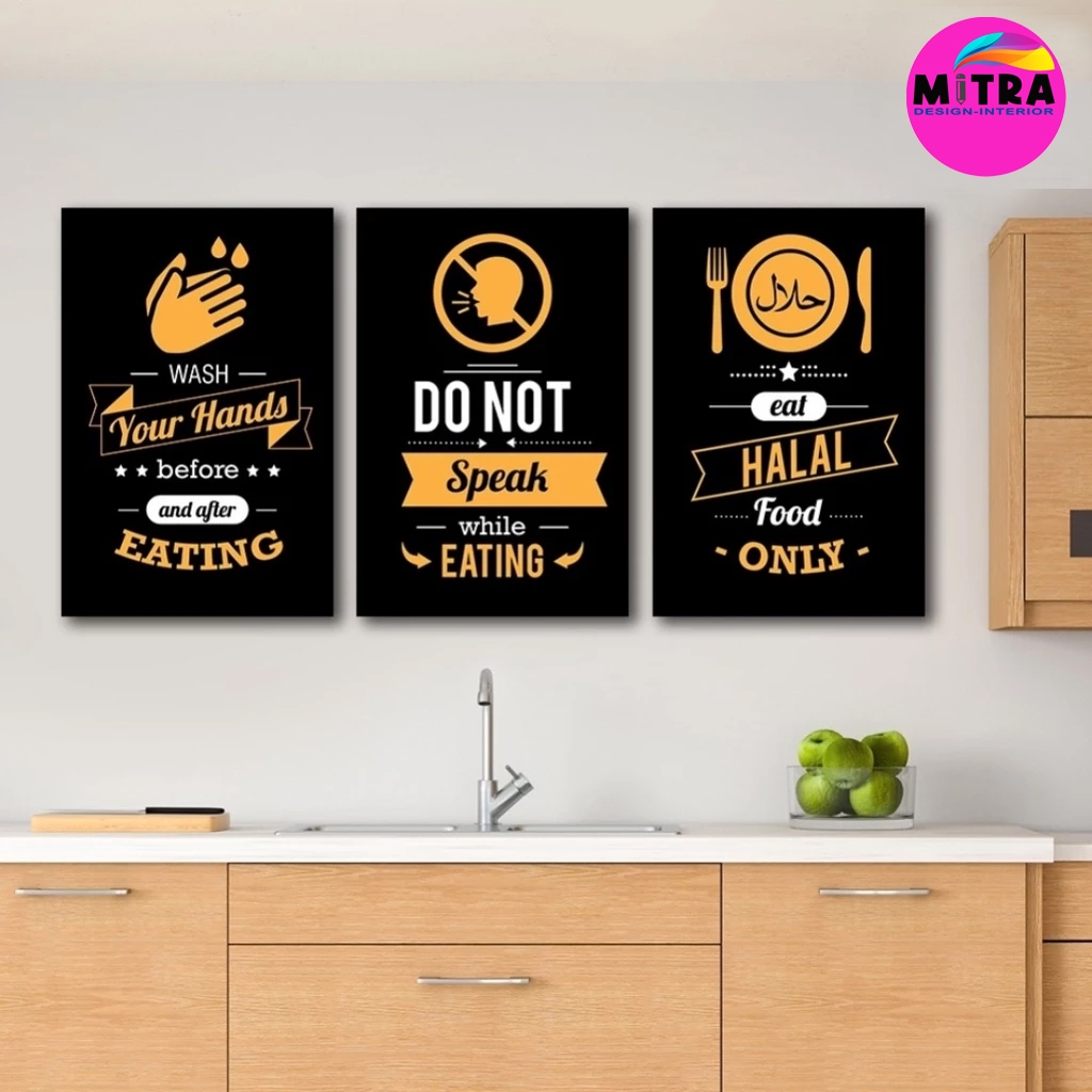 Hiasan Dinding Wall Decor Dapur Kitchen Islami Doa Makan Background Hitam pajangan dapur