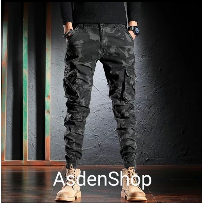 Celana Cargo Camo Loreng | Celana Jogger Cargo Pria Wanita