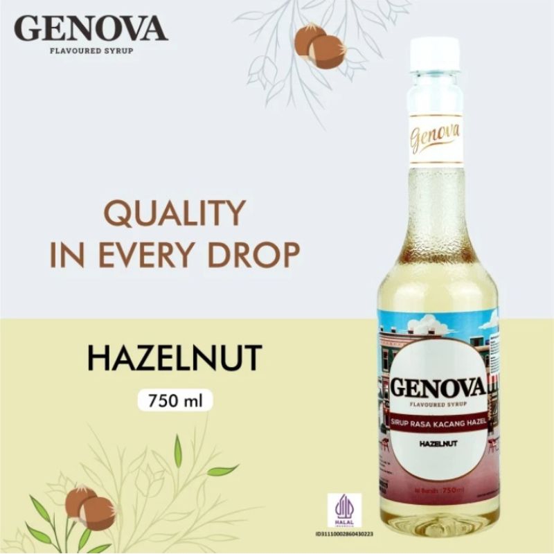 

Hazelnut Syrup Genova 750 ml - Sirup Genova Rasa Kacang Hazelnut - Genova Syrup