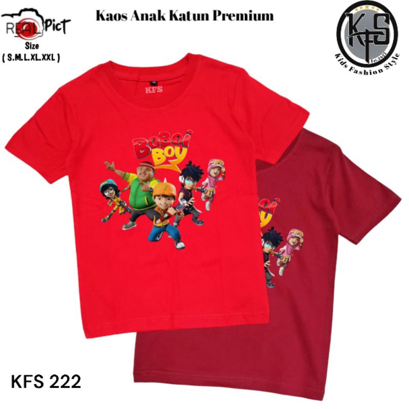 KFS 222 Baju Kaos Anak Boboiboy Galaxy Family - BAJU BOBOIBOY GOPAL FANG YAYA YING Bahan Katun