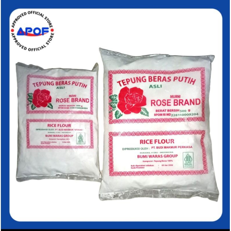 

Tepung beras rose brand kemasan 200 gr dan 500gr