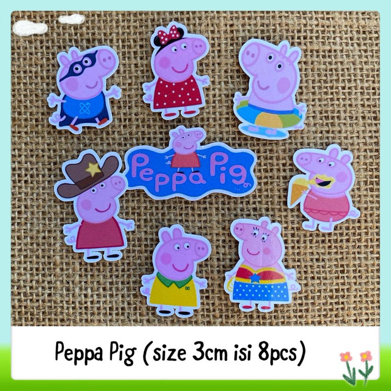 

8pcs sticker tempelan glossy kartun babi peppa pig