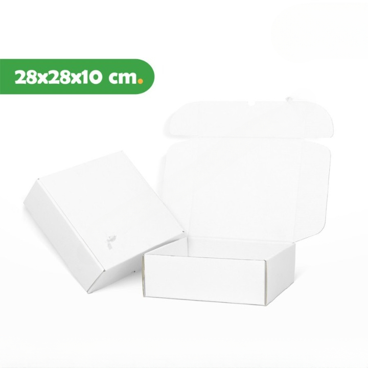 

(5pcs) Box Kotak Kemasan Makanan Hampers Pakaian Dus Model Die Cut Putih Size 28x28x10