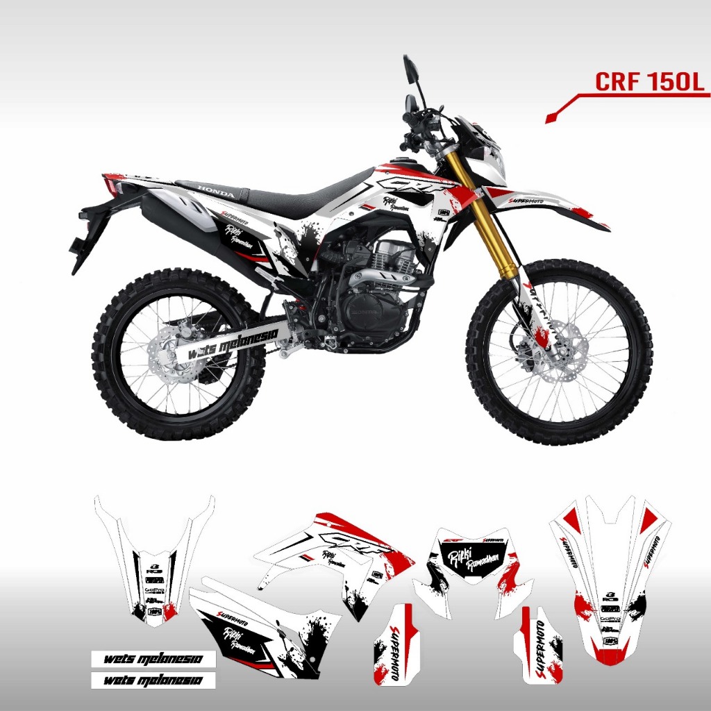 Decal CRF 150L Motif  Putih merah hitam
