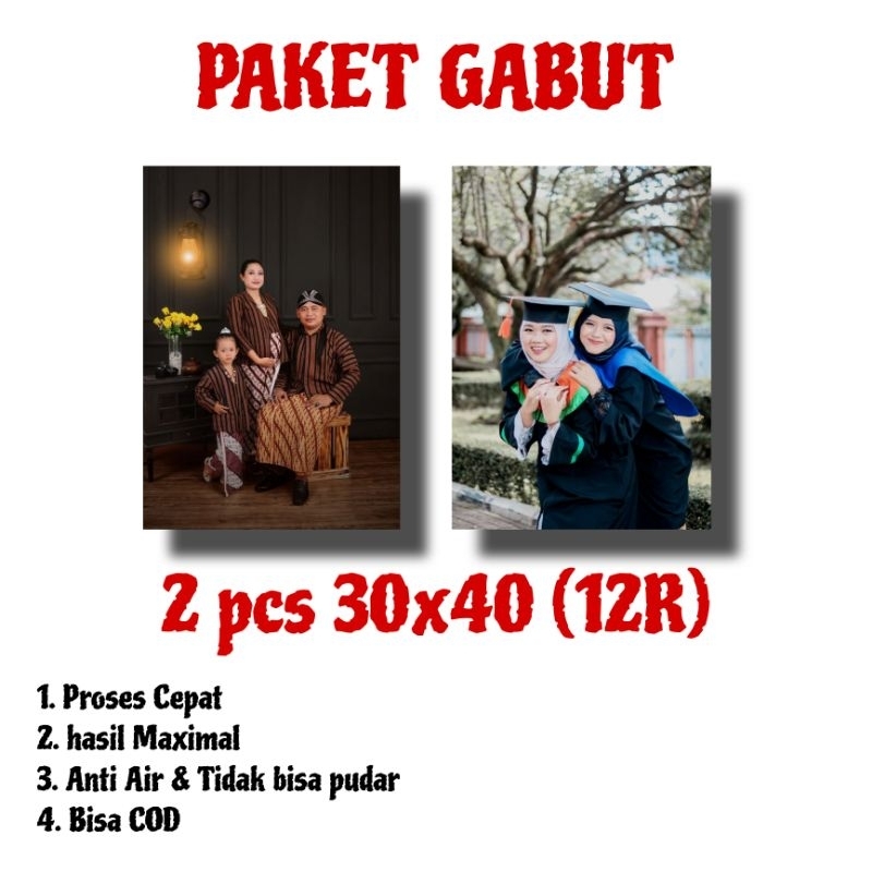 2PCS FOTO + BINGKAI MDF 12R (30x40CM) JUMBO CETAK FOTO REQUEST Dipasang di Dinding