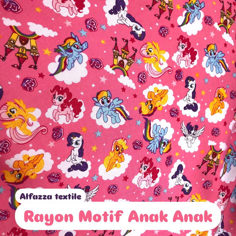 1/2 Meter Kain Rayon Motif Anak Anak | Katun Rayon Viscose | Katun Rayon Meteran | Katun Rayon Murah