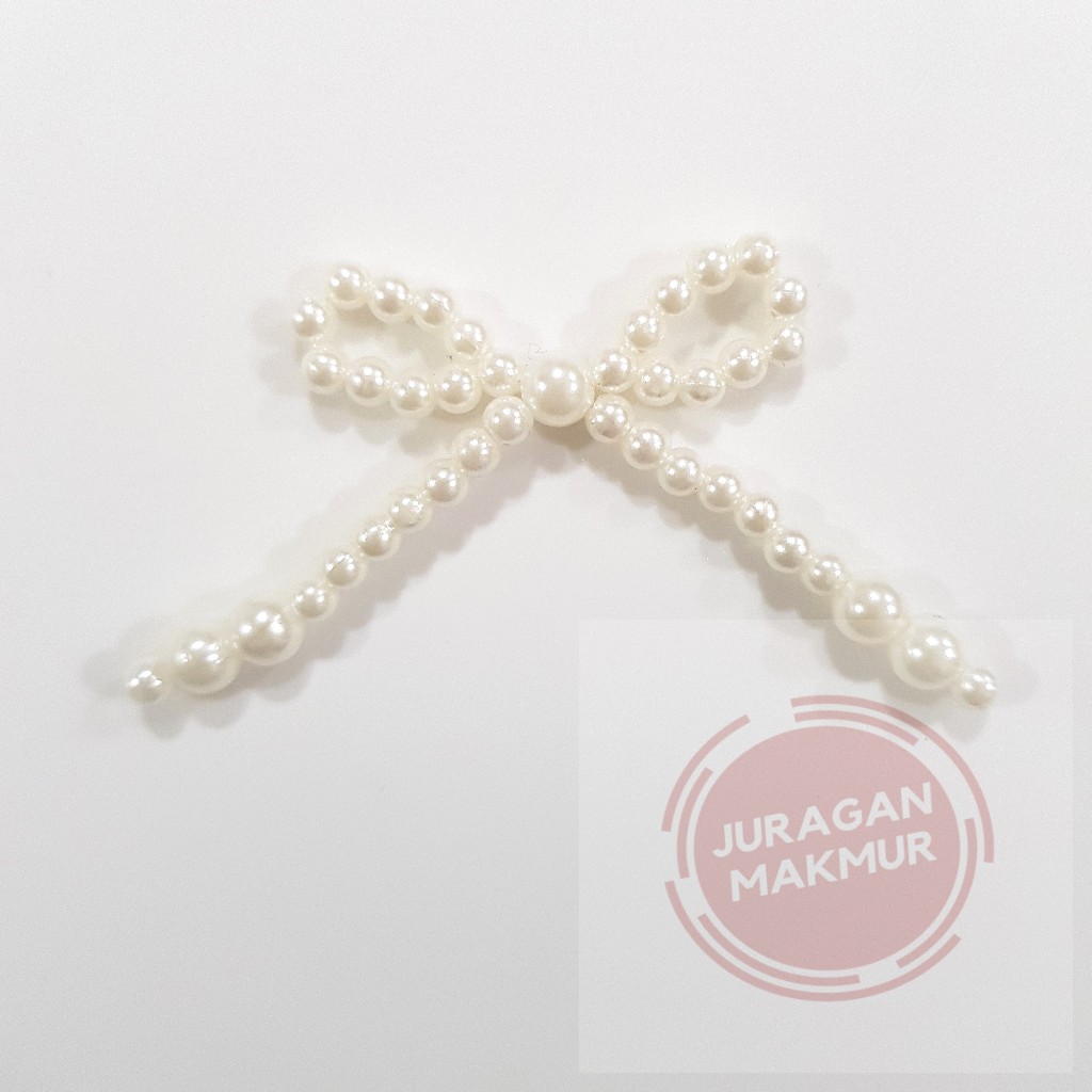 [12pcs] Hiasan Aksesoris Pita Mutiara - Pita Mote Hiasan Baju - Pita Mutiara Kecil - Ribbon Brooch