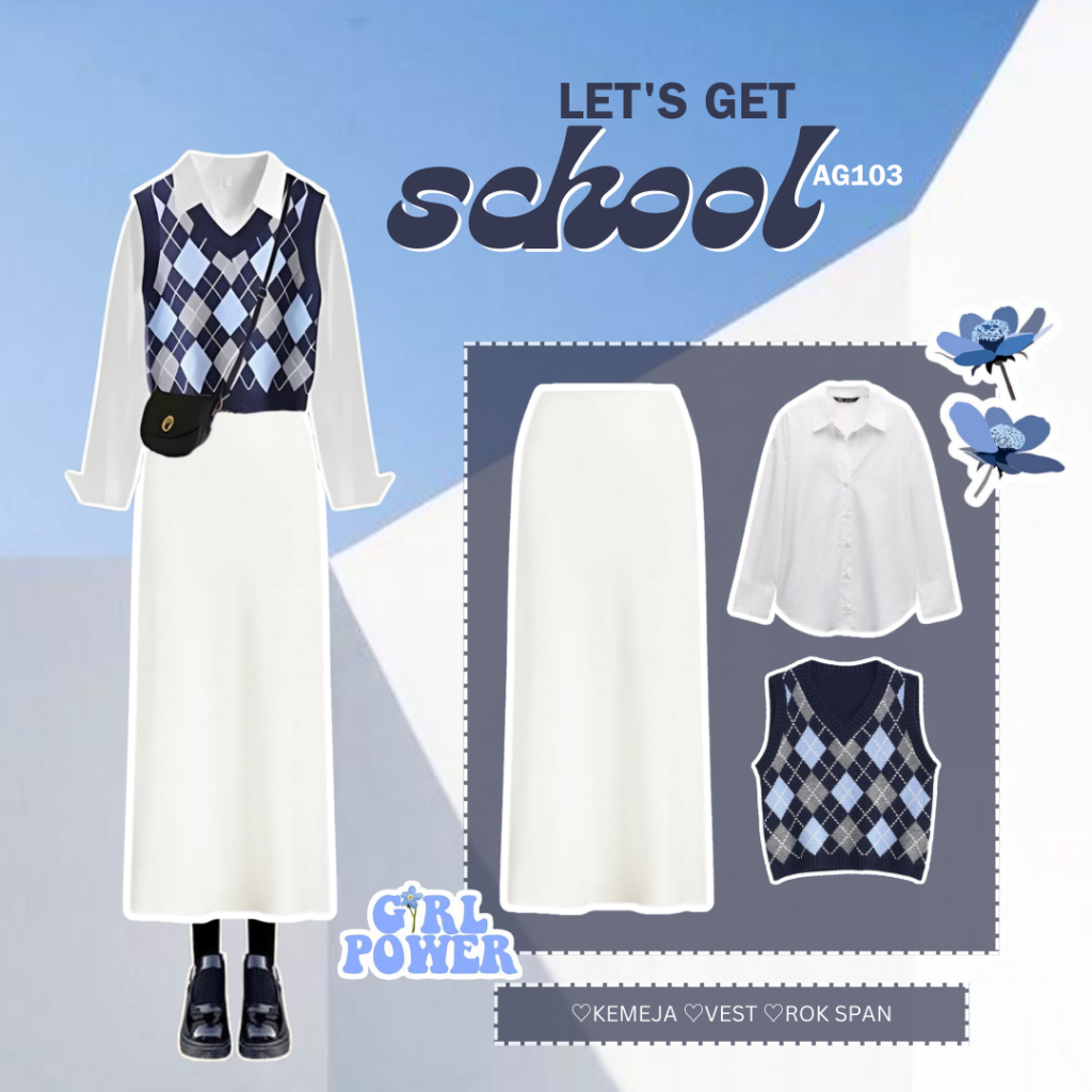 3in1 OOTD Paket Super Hemat Outfit Korean Style Wanita Terbaru Outfit Set Korean Style Kemeja Putih 