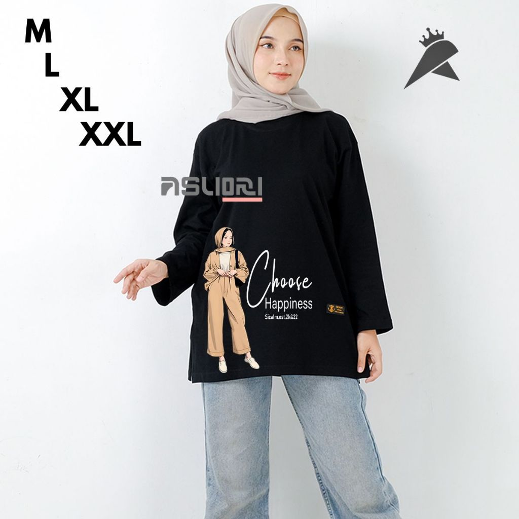 atasan wanita baju kaos lengan panjang wanita oversize kaos lengan panjang wanita jumbo katun tebal