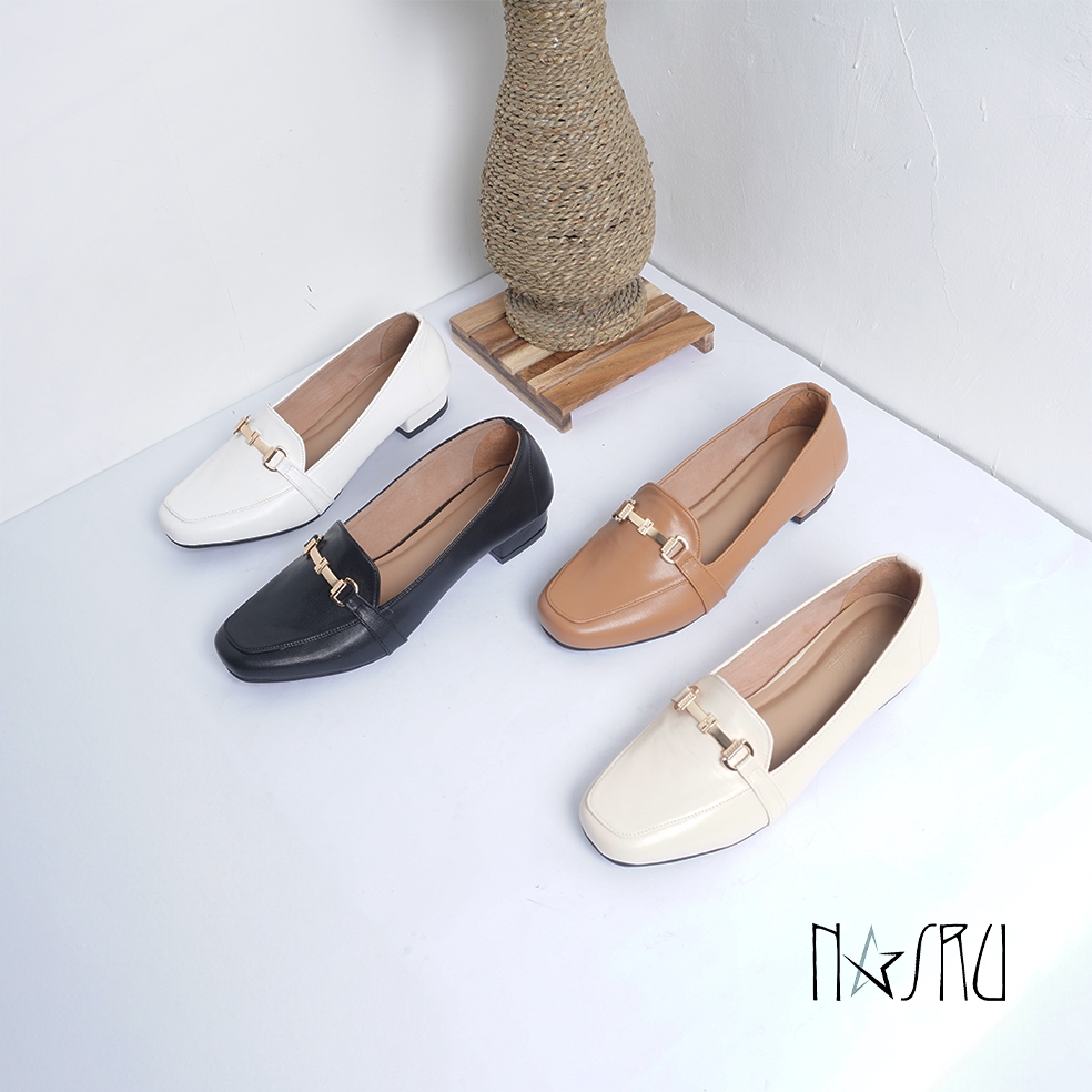 Nasru Sepatu Flatshoes Pantofel Wanita Chunky Heels Hak Tahu 3cm Premium