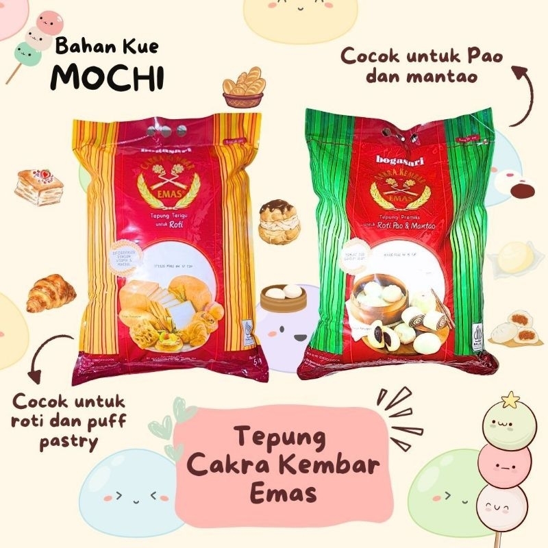 

Tepung Cakra Kembar Emas 5 KG ( Roti / Pao & Mantao )