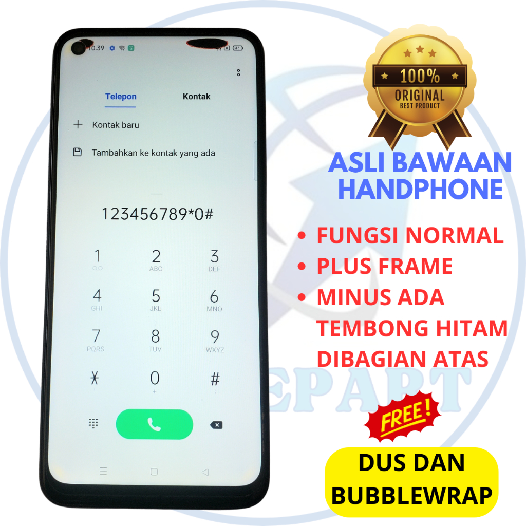 lcd realme 7i original copotan - plus frame - ori cabutan bawaan - minus nembong