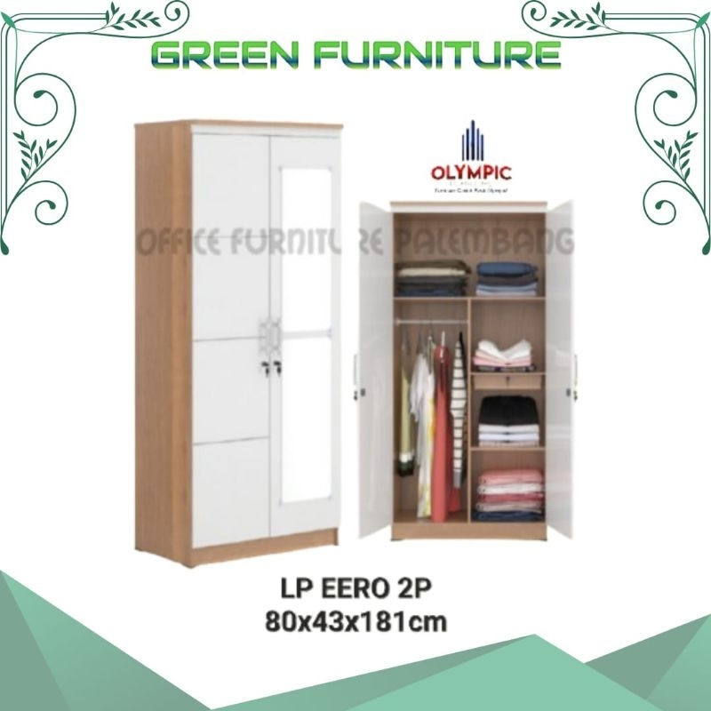 lemari pakaian olympic LP EERO 2P lemari baju 2 pintu glossy murah